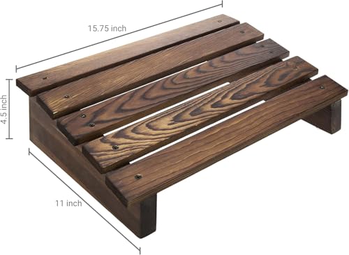 Image of Ergonomic Wooden Footrest for Enhanced Comfort Height, Non-Slip Surface, Durable Natural Sheesham Wood for Office, Home, or Under Desk Support Relieves Pressure & Promotes Posture (Foot Stool) Brown 4.75 H x 15.5 W x 11.5 D (in inches)