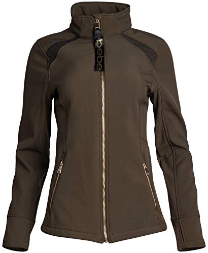 BEBE SPORT Ladies Polar Fleece Lined Soft Shell Jacket (Olive with Mesh, Large)