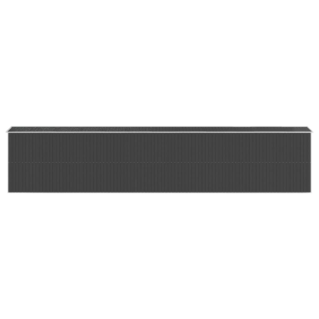 Abri de jardin en acier galvanisé, anthracite, 192 x 1021 x 223 cm, porte coulissante, fentes d'aération, beaucoup d'espace de rangement pour outils de jardin et accessoires de piscine