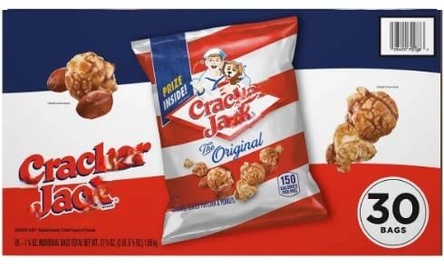 Cracker Jacks Original Caramel Popcorn 30 Pack 1.25oz | Sweet Popcorn With Peanuts | Classic American Snack For Parties, Events, Travel & Sharing