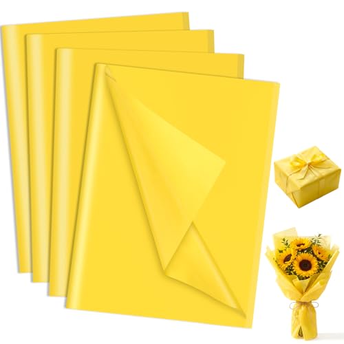 woric 160 Sheets Yellow Tissue Paper Gift Bags 20 X 14 Inches Gift Tissue Paper Bulk for DIY Crafts Wrapping Sunflowers Bee Theme Birthday Party Decorations