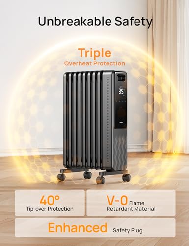 Dreo Oil Filled Radiator 2000W,Electric Portable Space Oil Heater 9 Fins with Remote Control,24h Timer,3 Heat Settings,4 Modes,Digital Thermostat,Overheat & Tip-Over Protection,Quiet,Home,Grey Dreo Oil Filled Radiator 2000W,Electric Portable Space Oil Heater 9 Fins with Remote Control,24h Timer,3 Heat Settings,4 Modes,Digital Thermostat,Overheat & Tip-Over Protection,Quiet,Home,Grey