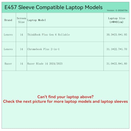 Image of Smatree Elite Laptop Sleeve for 14 inch Lenovo /Razer | for 14 inch Lenovo ThinkBook Plus Gen 6 Rollable,Lenovo Chromebook Plus 2-in-1,Razer Blade 14 2024 /2023(E457)