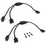HUALAND 2PCS ARGB Splitter Cable 5V 3 Pin Addressable RGB Splitter Extension Cable ARGB Chassis CPU Heat Sink LED Sync Cable 1-to-2 Female to Female 28cm/11inch Long