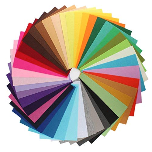 42pcs Felt Fabric Sheet 6"x6" Assorted Color DIY Craft Squares Nonwoven 1mm Thick Fabric Sheet Pack Craft Patchwork Sewing Squares Assorted Colors