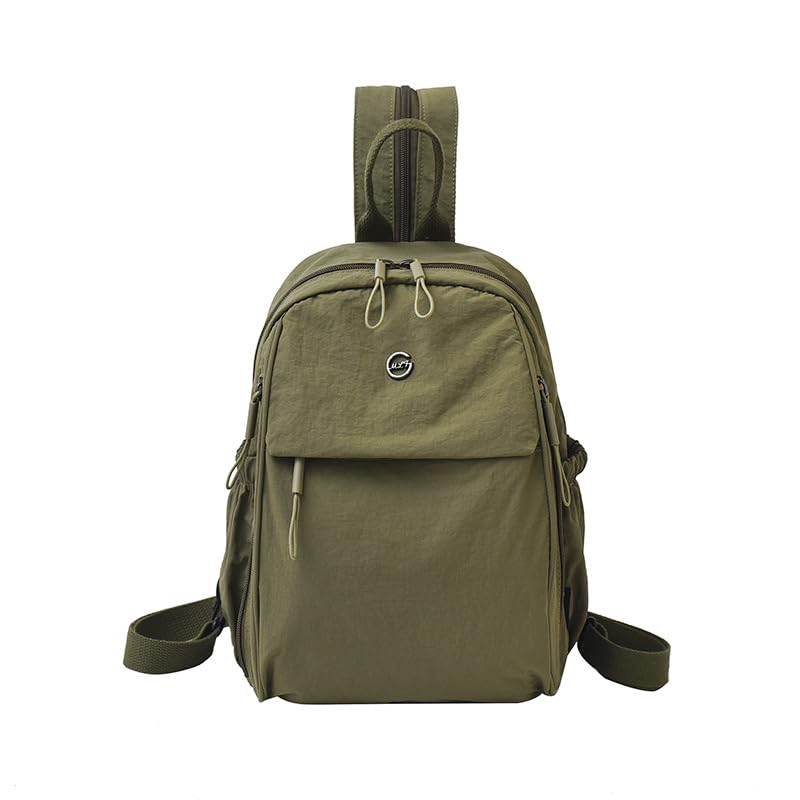 Mochila feminina de cor sólida, à prova d'água, mochila de viagem, casual, universitária, bolsa de ombro feminina, Verde, 30/23/15/CM