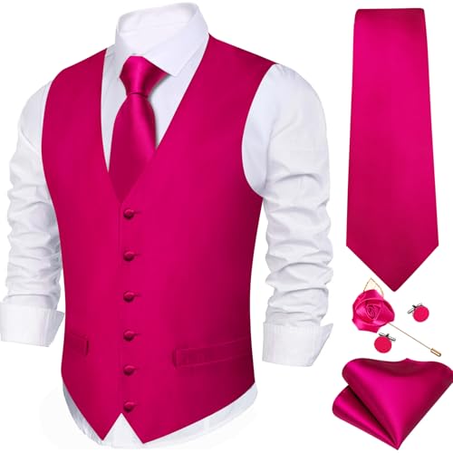 Image of Barry.Wang Mens Suit Vest Paisley /Flower Silk Jacquard Waistcoat Ties Set Formal /Leisure 5PCS