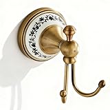 NEWRAIN Towel Hooks for Bathrooms, Wall Mounted Antique Brass Towel Holder, Heavy Duty Screw-in Coat Robe Hook for Kitchen, Bedroom,Hotel,Pool,Coat