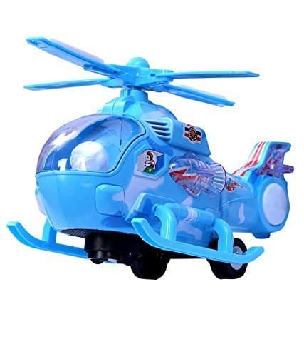 Image of Zest 4 Toyz Musical Helicopter Toy | Plastic Helicopter Air Force Toy | Bump and Go Action with Colourful 3D Lights | Swirls and Music | Pack of 1