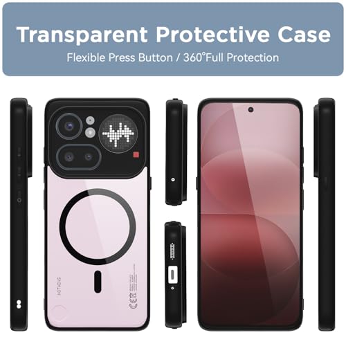 Image of Pikkme Back Cover for Nothing Phone 4a Pro 5G Compatible with Mag-Safe | Shockproof Design | Hard Transparent Back Case (Black Mag-Safe)