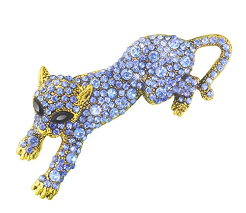 Image of Fashion Women Men Vintage Leopard Brooch Colorful Full Rhinestones Crystals Wild Animal Corsage Lapel Pin Birthday Gift Party