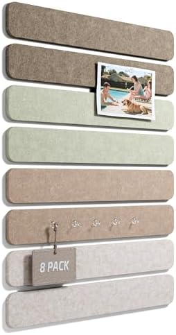 Fluxynara Cork Board Alternative Felt Strip Board 8-Pack 13"x2", ...