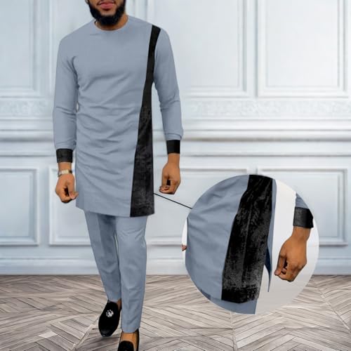 African Clothes for Men Suit Dashiki Outfits Slim Fit Long Sleeve 2 Piece Set Nigerian Wedding Party Attire2