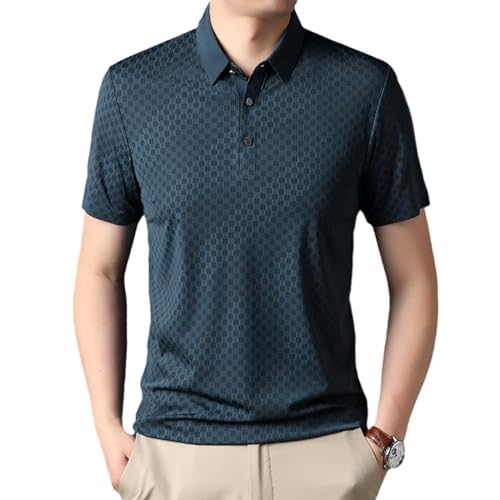 Polo homme bleu manche courte vetement ete mode decontractee sans couture