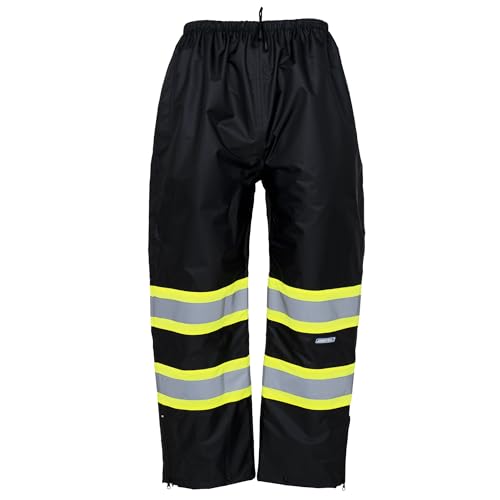 JORESTECH Hi-Visibility Waterproof Safety Rain Pants with Reflective Stripes, ANSI/ISEA 107-2020 Compliant Black