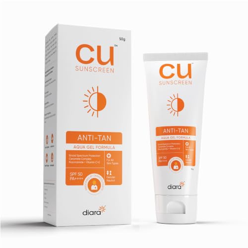 Image of CU Aqua Anti-Tan Sunscreen SPF 50 PA++++ | Broad Spectrum UVA /UVB Protection with Niacinamide & Ceramides | Blue Light & Heat Defense for All Skin Types | Barrier Strengthening & Pigment Defense | 50g