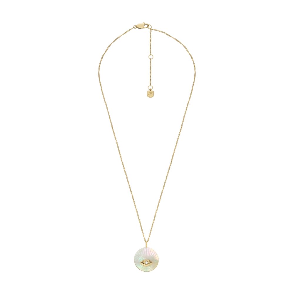 FOSSIL Women's goldfarbene Edelstahlkette mit Karabinerverschluss Runde Halskette mit Anhängern