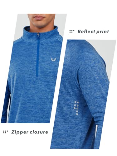 Image of NORTHYARD Men's Quarter Zip Pullover Athletic Running Shirt Long Sleeve | 1 /4 Zip Top, Quick Dry Lightweight, Moisture Wicking Breathable, Reflective Strips, Performance Workout Gym, Hiking Sports