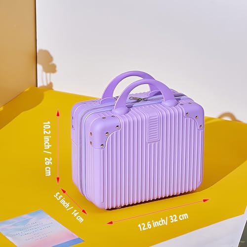 Portable Makeup Travel Briefcase, 12.6 Inch, Pressure-proof ABS, Hard Shell Cosmetic Case for Travel, Camping, Women, Girl (Purple)2