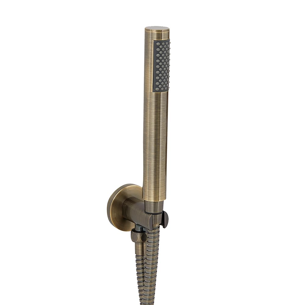 Milano Gold Clarus Pencil Hand Shower Handset Outlet Elbow Wall Bracket - Aged