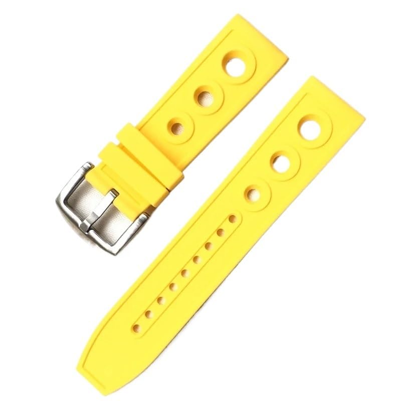 Bracelet de montre en silicone jaune pour Breitling 24mm
