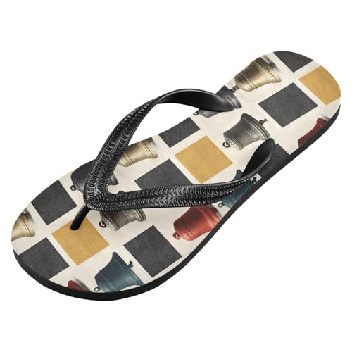 Flip Flop Sandals Bells Pattern Print for Women Men Beach Outdoor XS2