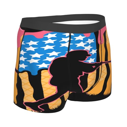 Baseball Ice Cream American Flag Underwear for Men Gifts Men's Boxer Briefs Breathable Underpants Fit Daily Wear​3