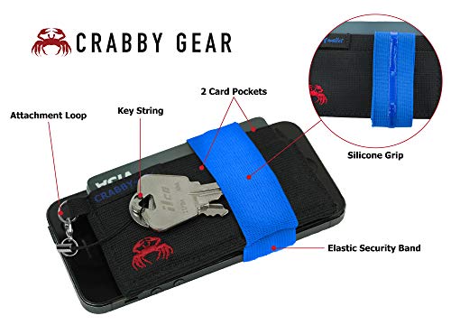 Front Pocket Wallet - Minimalist Wallet - Elastic - Everyday Carry Cards, Cash, Phone, Keys - Securely Holds for Easy Access - Lobster Claw Keychain Included (Blue)4