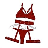 Photo Gallery onewus body da donna, corsetto push-up, set da 4 pezzi, con giarrettiere, lingerie, rosso vivo, xs Photo Gallery onewus body da donna, corsetto push-up, set da 4 pezzi, con giarrettiere, lingerie, rosso vivo, xs
