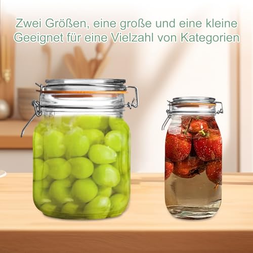 8 Silikon-Dichtungsringe für Gläser – 4 x 3,75\ & 4 x 4,5\ Gummidichtungen für Gläser, weiß & orange, luftdicht und auslaufsicher, Ersatzdichtungen für Mason Einmachgläser mit normaler Öffnung