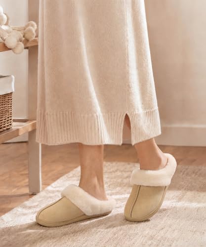 Image of Evshine Women's Memory Foam Fuzzy Slippers Cozy House Shoes | Wool-Like Faux Fur Lining, Non-Slip rubber sole, Warm Winter Slippers Indoor & Outdoor, Great Christmas Gift