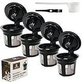 4-Pack Roogaluckeep Reusable K Cup for Keurig, Black BPA Free Refillable K-Cup Pod Coffee Filters, Universal Fit Refillable Coffee Filters for 1.0 and 2.0 Keurig Coffee Makers