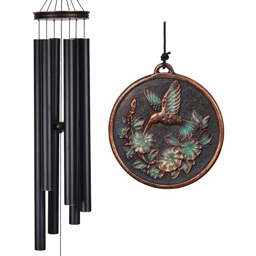 Vanquer Large Wind Chimes for Outside Deep Tone - 46'' Wind Chimes Outdoor Clearance, Windchimes Outdoors, Hummingbird Wind Chime,Sympathy Gift, Patio, Home Décor, Vintage Black (46' Hummingbird)
