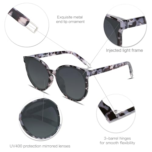 SOJOS Fashion Round Sunglasses for Women Men Oversized Vintage Shades SJ2057