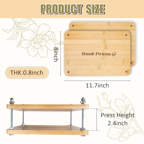 Prensa de livros de madeira, prensa de encadernação de livros, suprimentos de encadernação portátil,