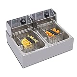 12L Edelstahl Doppel-Fritteuse 5KW - Commercial Elektrofritteuse mit 2 Frittierkörbe Kaltzone & abnehmbarem Deckel Temperaturregelung Fritteuse