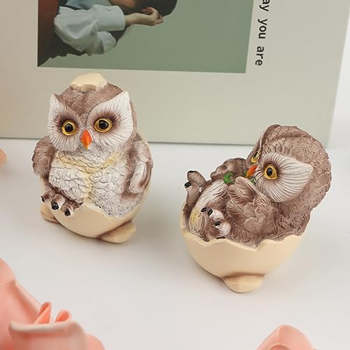 Figurillas de búho de resina con textura y detalles pintados miniatura 5