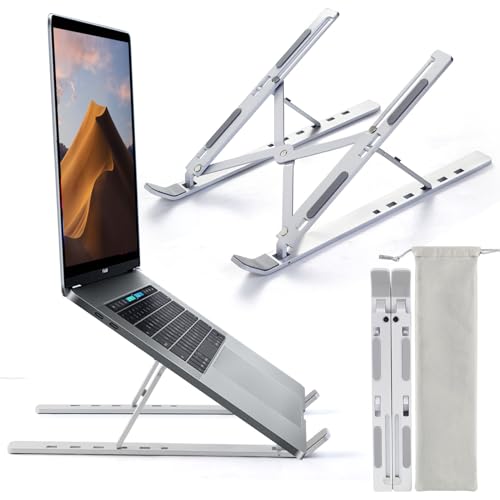 SKY-TOUCH Adjustable Laptop Stand for Desk Portable Computer Support Stand Foldable Laptop Holder Ventilated Cooling Notebook Stand for MacBook Pro Air Lenovo Dell HP Laptops Tablet