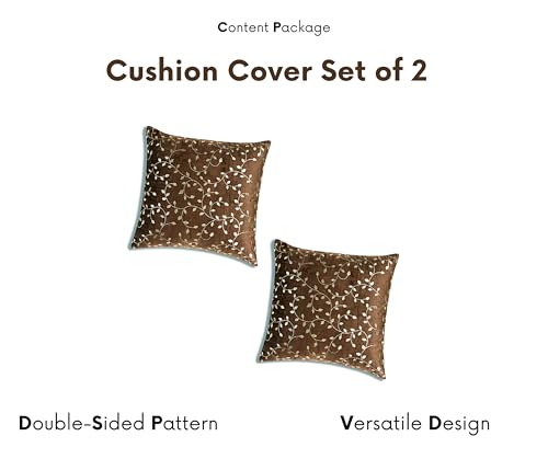 Image of RD TREND Premium Velvet Cushion Covers Set of 2 | Soft Decorative Throw Pillowcases for Sofa, Bed & Living Room | Cushion Cover 24 inch x 24 inch (60x60 cm) Chocolate Brown