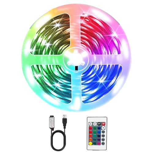 TK99SW USB LED Strip Lights 16.4ft 5V USB Powered RGB LED Tape Light Remote Control Flexible TV Backlight for PC Monitor Desk Bedroom Decor