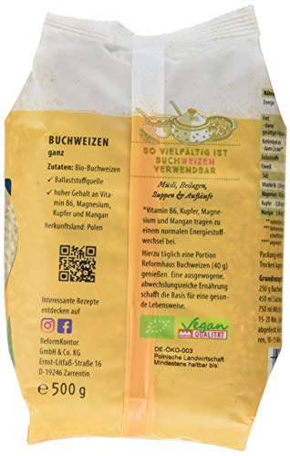Reformhaus Buchweizen ganz Bio, 6er Pack (6 x 500 g)
