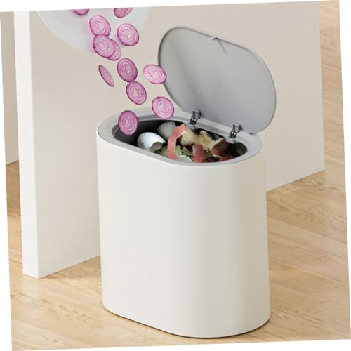Caneca de basura rectangular con tapa plateada 8L miniatura 5