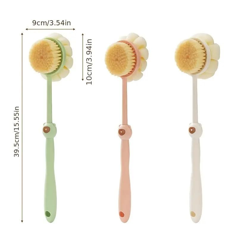 Image of Silicone Bath Brush with Long Handle - Soft Bristles Back Scrubber for Shower | Body Massage - Exfoliating Dirt Removal Brush for Men | Women (pack of 1)