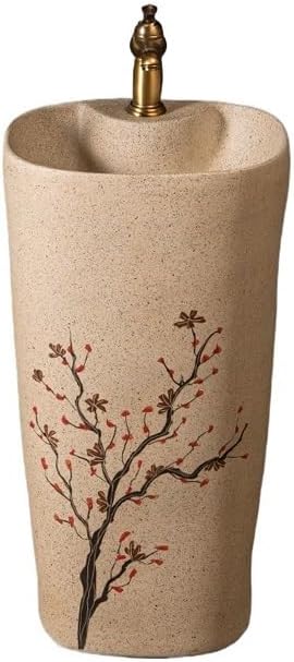 Bathroom Countertop Vessel Sink Home Balcony Column Sink Wash Basin Ceramic Hotel Pedestal Sink Vanity