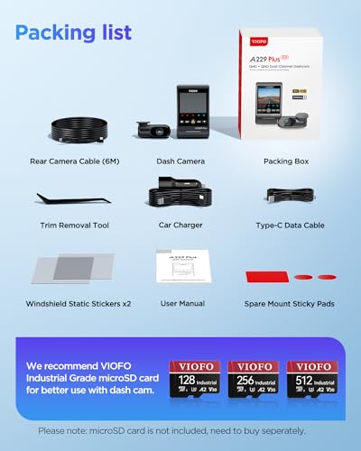 Viofo A229 Plus Dash Cam Front And Rear, Dual Starvis 2 Sensors, 2 Channel Hdr, 1440P+1440P Voice Control Car Dash Camera thumb #7