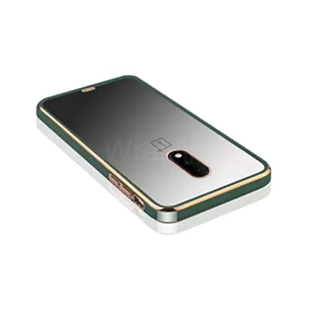 Wraklin Hybrid Chrome Case for OnePlus 6T | with Solid Golden Edges | Compatible with OnePlus 6T (Green)