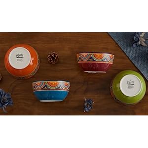 Bicotunisian26ozceramiccerealbowlssetof4forpastasaladcerealsoupmicrowavedishwashersafe Urban Country Home Decor Bico tunisian 26oz ceramic cereal bowls set of 4 for pasta salad cereal soup microwave dishwasher safe urban country home decor