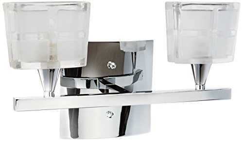 Best Deal 🛒 Lite Source LS-16982C/CLR Iskyla 2-Lite Vanity Lamp, Chrome with Sand Blasted Glass Shade