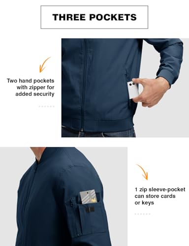 Image of TBMPOY Men's Windproof Bomber Jackets Lightweight Track Jackets Windbreaker Outdoor Golf Fashion Coat