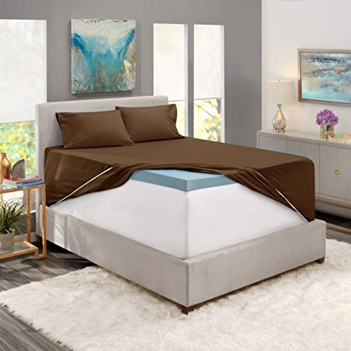 Image of Nestl Full Bed Sheet Set - Chocolate Brown - 4-Piece Extra Deep Pocket | Instantly Soft, Night-One Ready (No Wash Required). Fits Extra Deep Pockets up to 24 Inches, 360-Degree Elastic Grip